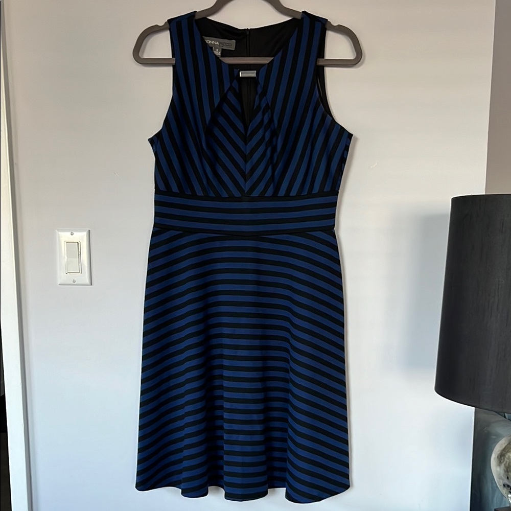 Striped Blue and Black Sleeveless Dress